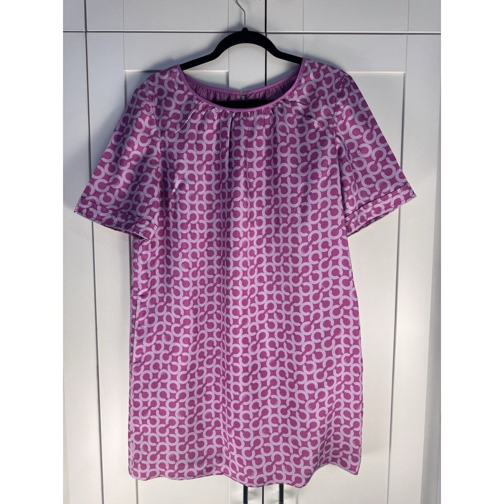 Coach 1941 Women’s Sz L 100% Silk Signature Print Shift Dress Designer Career